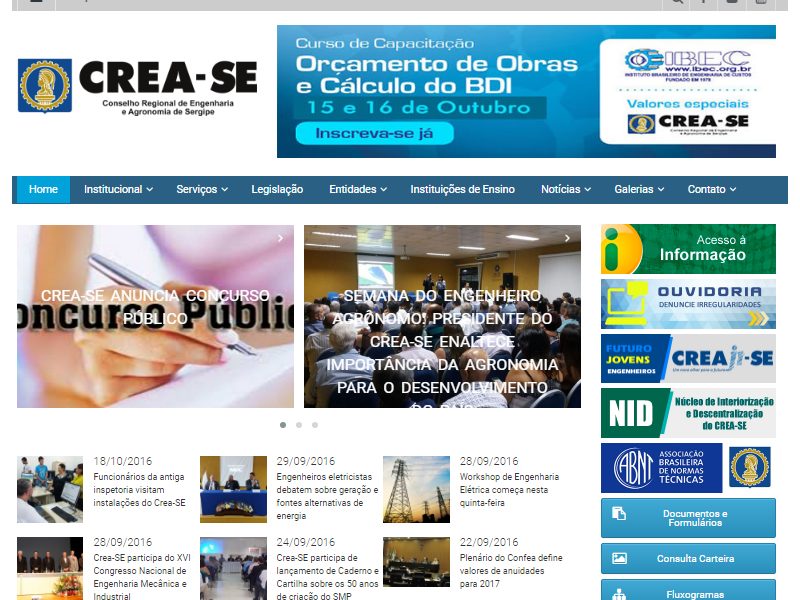 Novo site do Crea-SE já está no ar