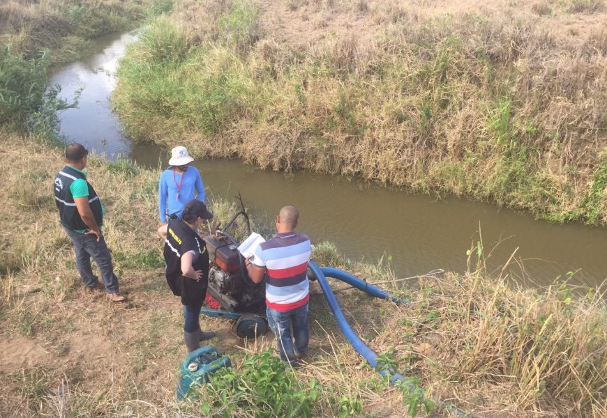 Fiscalização detecta captações irregulares de água para abastecer grandes reservatórios em fazendas de Canhoba