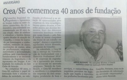 Correio de Sergipe: Crea-SE comemora 40 anos de fundação