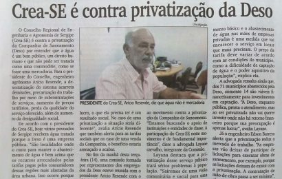 Crea-SE é contra privatização da DESO