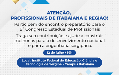 CEP-SE: Itabaiana abre eventos preparatórios do Crea-SE